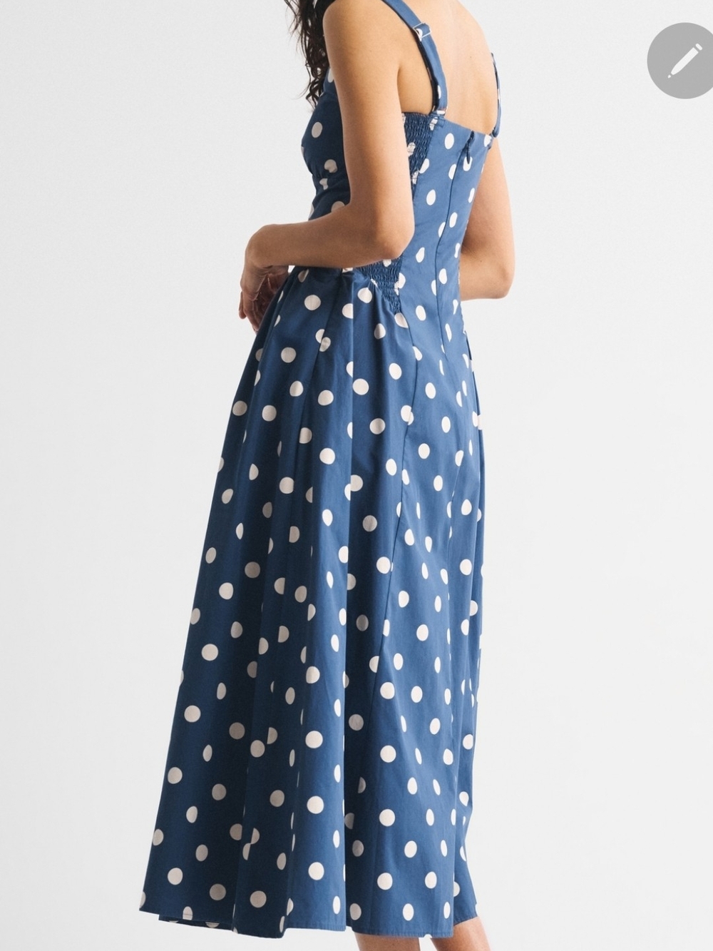 Abercrombie & Fitch Navy and White Polka Dot Midi Dress - Picture 3 of 4